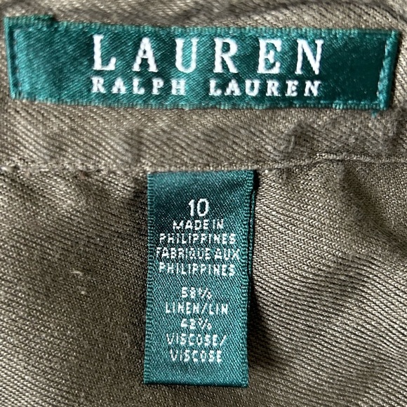Ralph Lauren linen blend sleeveless romper olive green pockets Size 10 - Picture 6 of 8